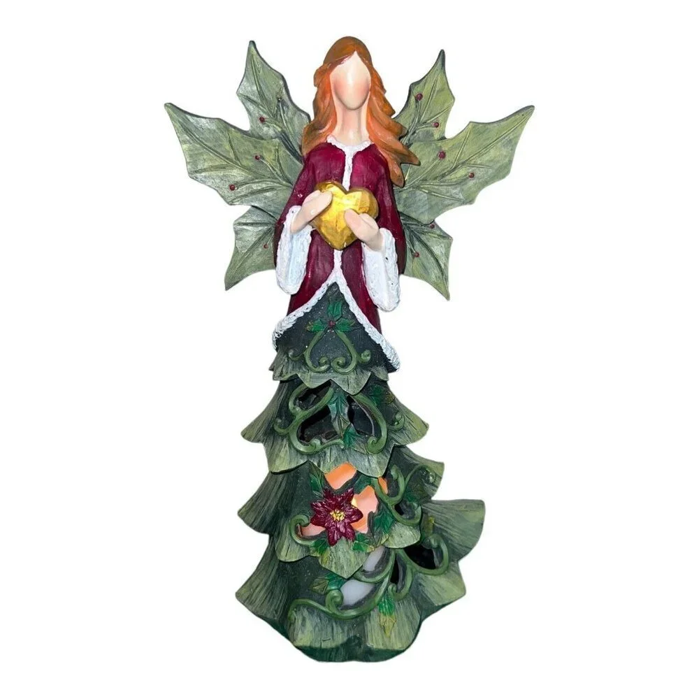 Home Reflections Ceramic HOLIDAY ANGEL Luminary with Flameless Candle 13